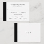 Minimale zwarte witte bruiloft Mini RSVP-kaart Notitiekaartje (Voorkant / Achterkant)