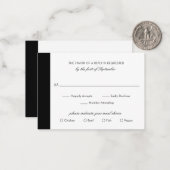 Minimale zwarte witte bruiloft Mini RSVP-kaart Notitiekaartje (Voorkant / Achterkant in situ)