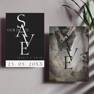 Minimale Zwarte Witte Eenvoudige Foto Huwelijk Save The Date