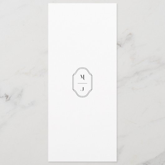 Minimale zwarte witte Elegant monogram Crest Menu (Achterkant)