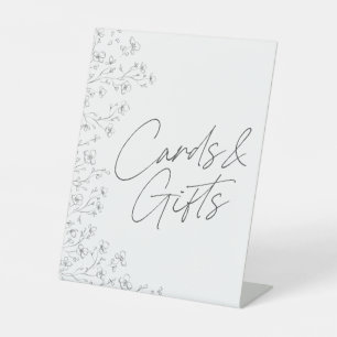Minimale zwarte witte Floral Weddenschappen Reclamebord Met Voetstuk