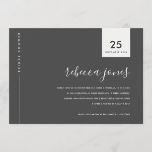 MINIMALE ZWARTE WITTE GRIJZE TYPOGRAFIE BRUIDSSCHM KAART