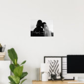 Minimale Zwarte Witte Huwelijksjubileum Foto Poster (Thuiskantoor)