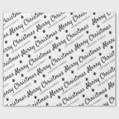 Minimale zwarte witte kerstakerfamilie cadeaupapier (Vlak)