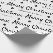 Minimale zwarte witte kerstakerfamilie cadeaupapier (Hoek)