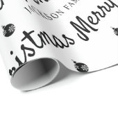 Minimale zwarte witte kerstakerfamilie cadeaupapier (Rol Hoek)