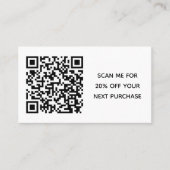 Minimale zwarte witte kleine zakelijke QR-code Kortingskaartje (Voorkant)