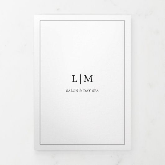 Minimale zwarte witte monogram drievoudige brochur drieluik kaart (Cover)