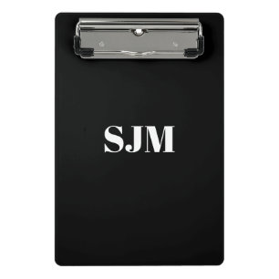 Minimale zwarte witte monogram mini klembord