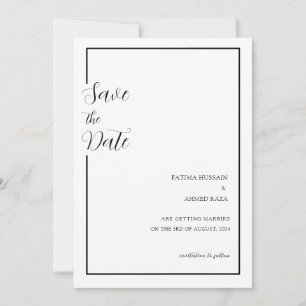 Minimale Zwarte Witte Moslim Trouwkaart Trouwdatum Save The Date