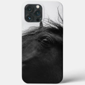 Minimale zwarte witte paardenportret Equestrian Case-Mate iPhone Case (Achterkant)