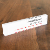 Minimale zwarte witte platte standaard naambordje (Zijkant)