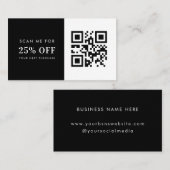 Minimale zwarte witte QR-code voor kleine bedrijve Kortingskaartje (Voorkant / Achterkant)