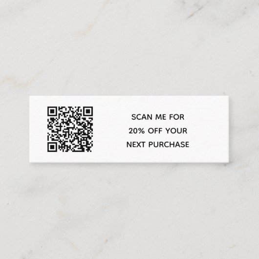 Minimale zwarte witte QR-code voor kleine bedrijve Mini Visitekaartje (Voorkant)