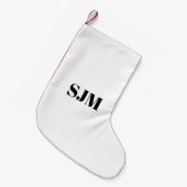 Minimale zwarte witte rode Aangepaste monogram Kleine Kerstsok (Voorkant (Hangend))