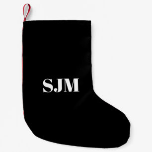 Minimale zwarte witte rode Aangepaste monogram Kleine Kerstsok