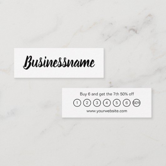 Minimale zwarte & witte trendloyaliteitskaart mini visitekaartje (Voorkant / Achterkant)