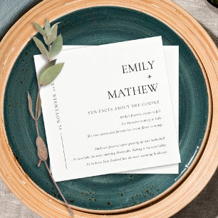 Minimale zwarte & witte Typografie Fun Facts Servet