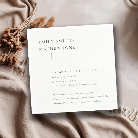 Minimale zwarte & witte Typografie Fun Facts Servet