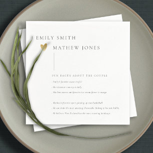 Minimale zwarte witte Typografie Gold Heart Fact Servet