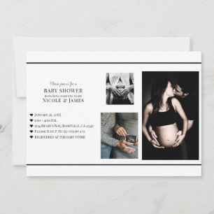 Minimale Zwarte & Witte Voeg Jouw Foto's Toe Baby Kaart