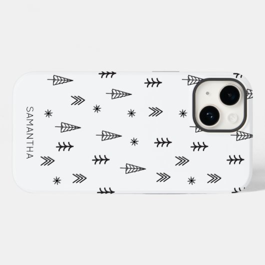 Minimale zwarte witte winterpatroontnaam Case-Mate iPhone case (Achterkant (horizontaal))
