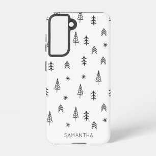 Minimale zwarte witte winterpatroontnaam samsung galaxy hoesje