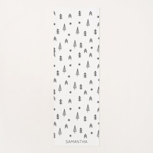 Minimale zwarte witte winterpatroontnaam yogamat (Voorkant)
