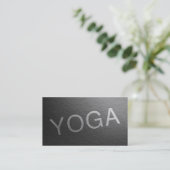 Minimale zwarte zilver Ingegraveerde tekst Yoga-in Visitekaartje (Staand voorkant)