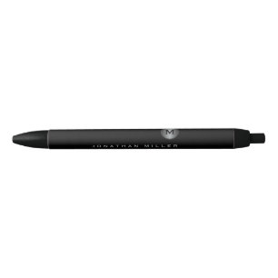 Minimale zwarte zilvermonogram inkt pen