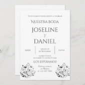 Minimalis Wedding Invitation in Spanish Kaart (Voorkant / Achterkant)