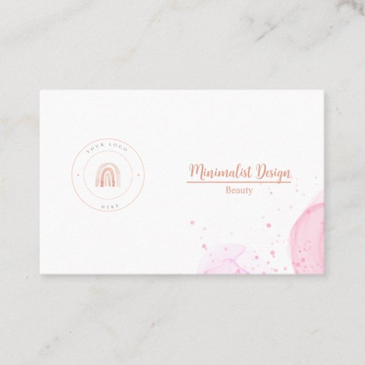 MINIMALISATION MODÈLE WATERCOLOR PINK CARTE DE VIS (Devant)