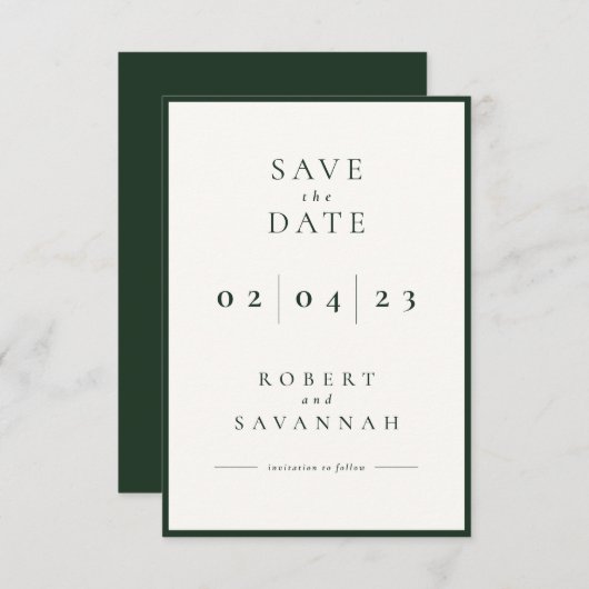 Minimalisator donkerschuine slachting De datum Kaa Save The Date (Voorkant / Achterkant)
