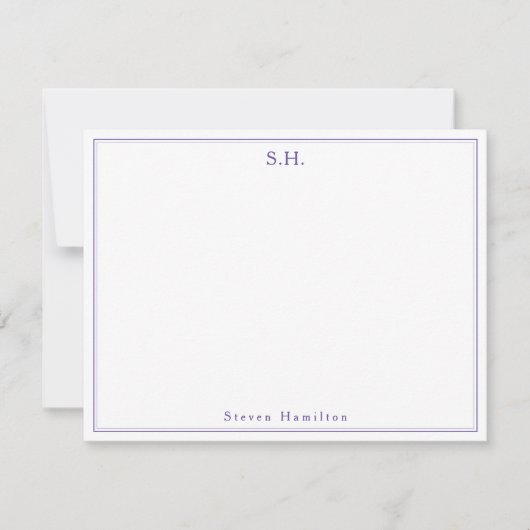 Minimalisator moderne Paarse vioolmonogram Notitiekaartje (Voorkant)