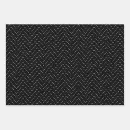 Minimalisator van Trendy Matte Black en White Patt Inpakpapier Vel