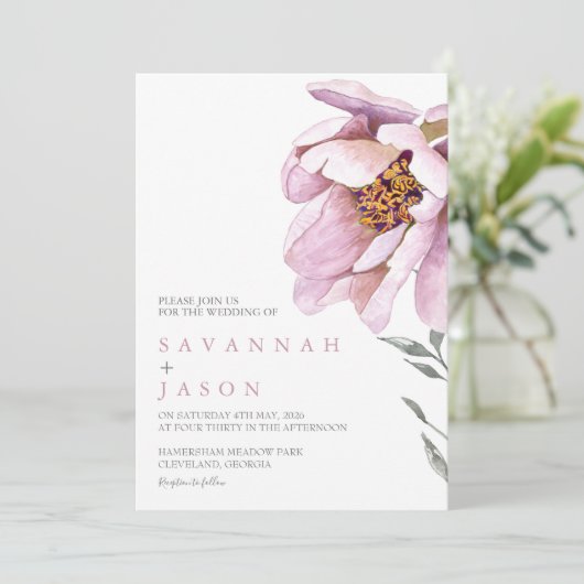 Minimalisator voor roze zonnebloem | Uitnodiging t (Staand voorkant)