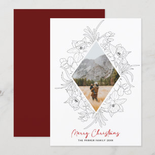 Minimalisator winterFloral   Kerstlijnfoto Feestdagenkaart