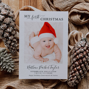 Minimaliseer mijn eerste kerstfoto met Baby Feestdagenkaart