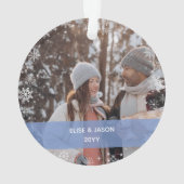 Minimaliseer onze eerste Kerstmis samen 2 foto's Ornament (achterkant)
