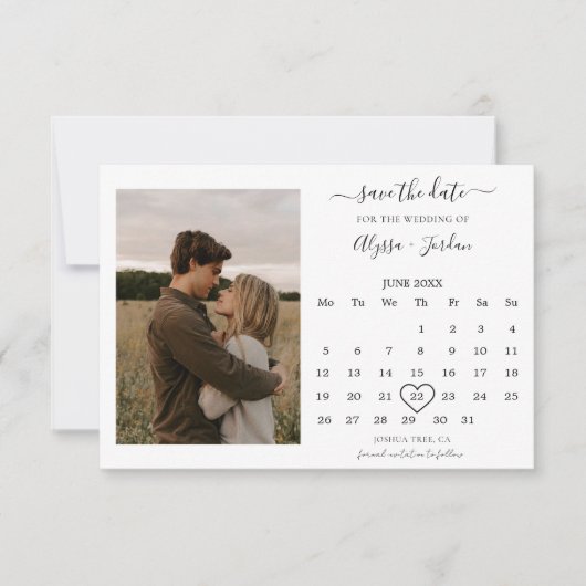 Minimaliseer sparen de Kalender van de Datum met F Save The Date (Voorkant)