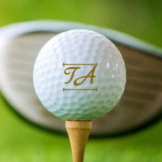 Minimaliseer uw Initialen in goudbruin met lijnen Golfballen