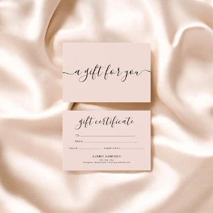 Minimaliserend Blush roze cadeaucertificaat voor s Visitekaartje