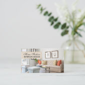 Minimaliserende Beige Home Interior Designer Decor Visitekaartje (Staand voorkant)