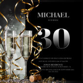 Minimaliserende Black en Silver 30th Birthday Part Kaart