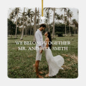 Minimaliserende bruiloft voor schrijfmachines keramisch ornament (Achterkant)