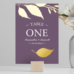 Minimaliserende Elegant Paars Table Number Folie K Uitnodiging