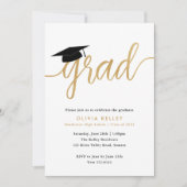 Minimaliserende Gold Script Graduy Cap Party Kaart (Voorkant)