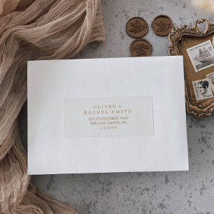 Minimaliserende Gold Typography Guest Adresetikett Sticker