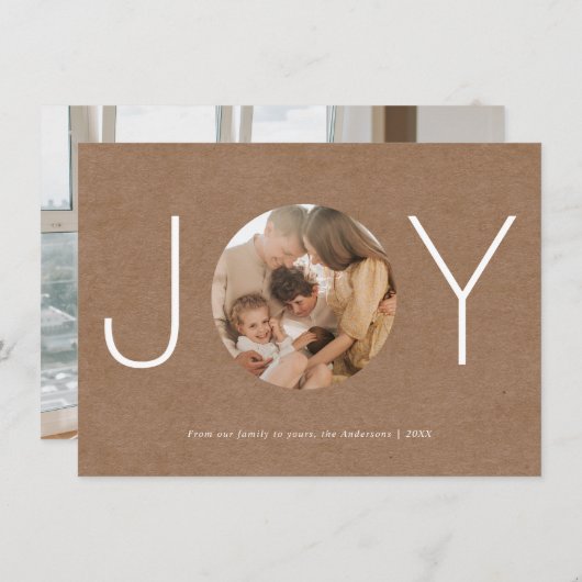 Minimaliserende Rustic Joy Prettige feestdagen fot Bedankkaart (Voorkant / Achterkant)