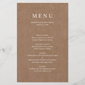 Minimaliserende Rustic Wedding-menukaart (Voorkant)